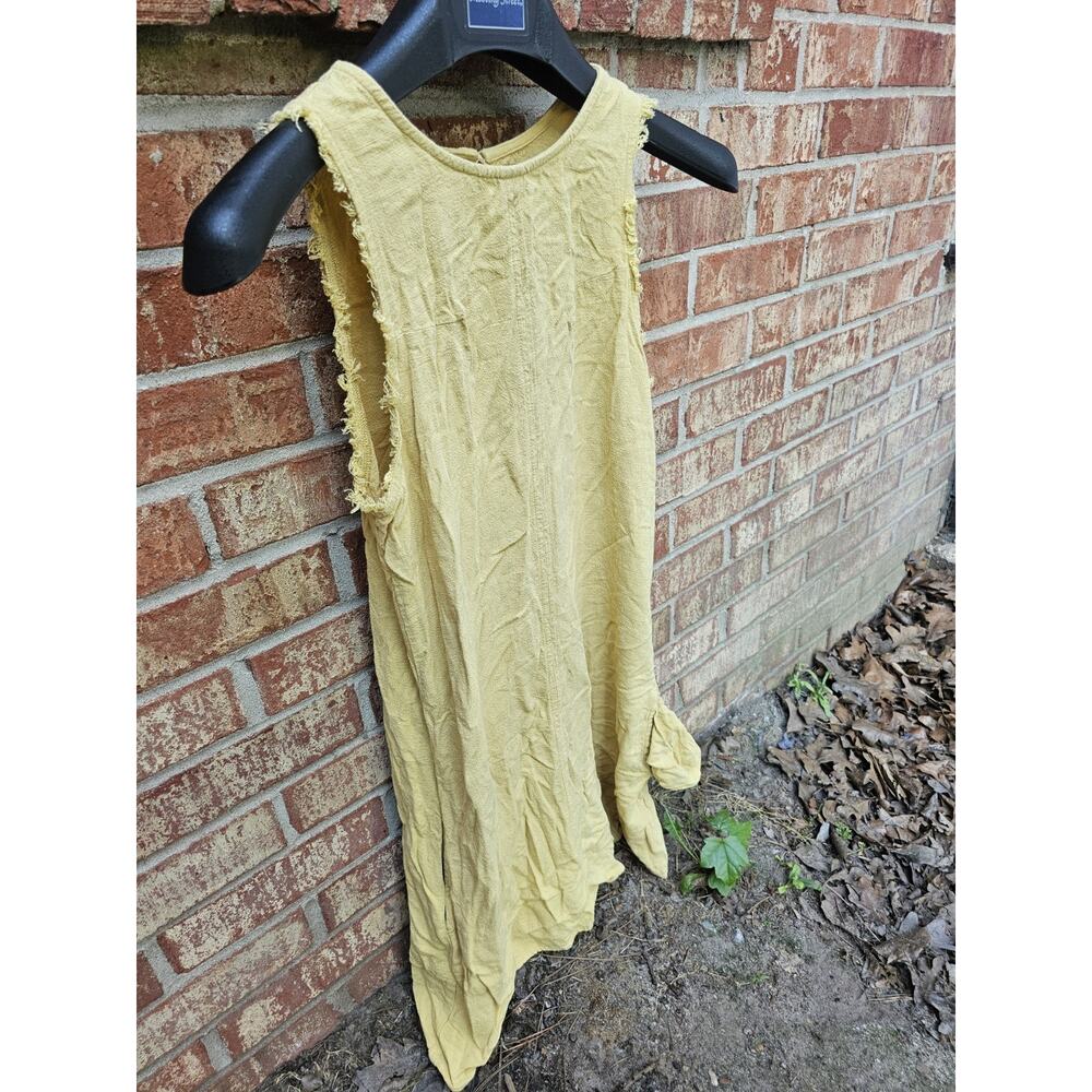 Thread & Supply Womens Dress Small Sleeveless Linen Blend Frayed Raw Edge Boho